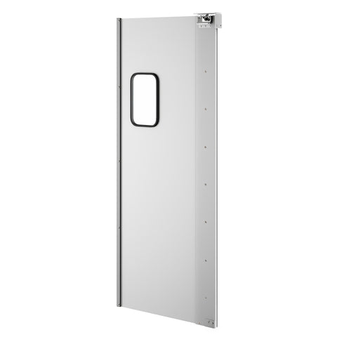 Commercial Single Aluminum Swinging Traffic Door with 9 In. x 14 In. Window - 30 In. x 84 In. Door Opening (KM-SWD30)