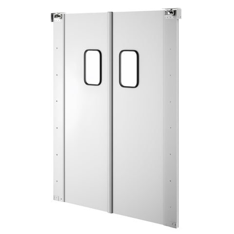 Double Aluminum Swinging Traffic Door with 9 In. x 14 In. Window - 60 In. x 84 In. Door Opening (KM-SWD30X2)