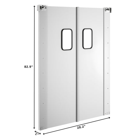 Double Aluminum Swinging Traffic Door with 9 In. x 14 In. Window - 60 In. x 84 In. Door Opening (KM-SWD30X2)