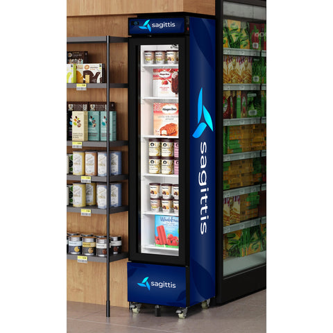 17 in. Slim Commercial Merchandiser Freezer with Manual Defrost, 6.5 Cu. Ft. Capacity, ETL Listed in Black (KM-MDF-17S) - Wrap