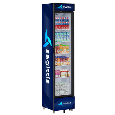 17 in. Slim Commercial Merchandiser Refrigerator 7 Cu. Ft. in Black, ETL Listed (KM-MDR-17S) - Wrap
