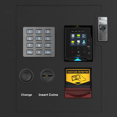 Snack Vending Machine with 21.5 Inch Touch Display, 66 Slots and Elevator-Lift Dispensing System,Refrigerated, Bill and Coin Acceptor, Credit Card Reader, Wifi and 4G Connectivity in Black (KM-VMRWT-66EBCR)