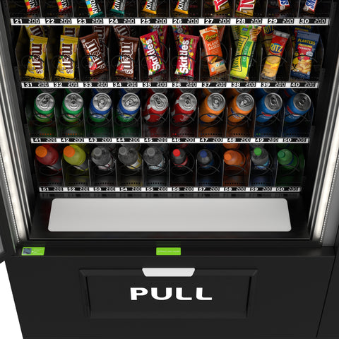 Snack Vending Machine with 21.5 Inch Touch Display, 66 Slots and Elevator-Lift Dispensing System,Refrigerated, Bill and Coin Acceptor, Credit Card Reader, Wifi and 4G Connectivity in Black (KM-VMRWT-66EBCR)