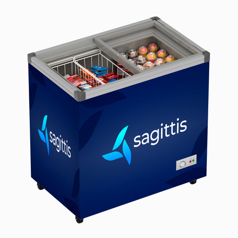33 in. Flat Top Ice Cream Display Freezer, 7 cu. ft. Capacity in White (KM-ICD-7C) - Wrap