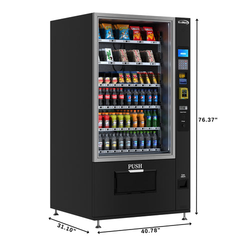 Refrigerated Snack and Drink Vending Machine with 60 Slots, Bill Acceptor and Credit Card Reader in Black (KM-VMR-40-BR)