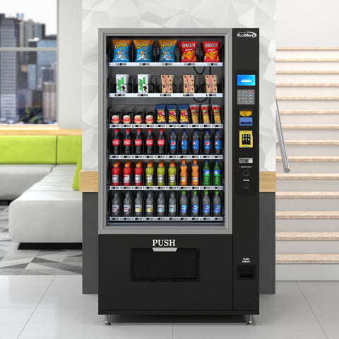 Refrigerated Snack and Drink Vending Machine with 60 Slots, Bill Acceptor and Credit Card Reader in Black (KM-VMR-40-BR)