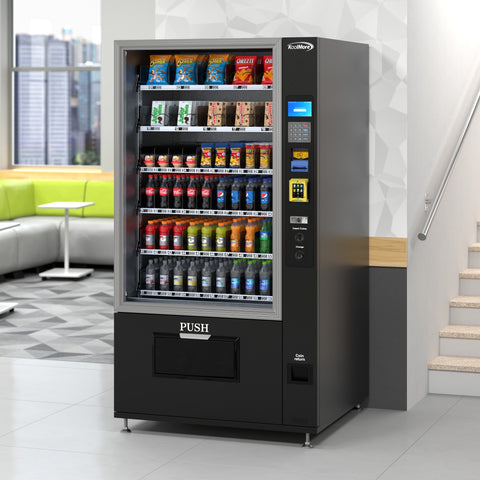 Refrigerated Snack and Drink Vending Machine with 60 Slots, Bill Acceptor and Credit Card Reader in Black (KM-VMR-40-BR)