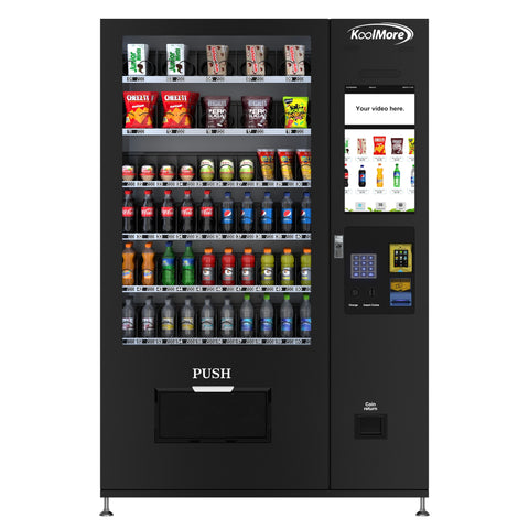 Refrigerated Snack and Drink Vending Machine with 60 Slots and 22 Inch Touch Screen With CC Reader and Bill Acceptor in Black (KM-VMRT-50-BR)