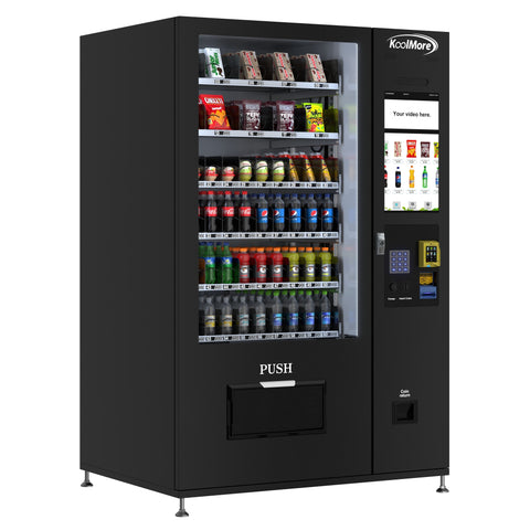 Refrigerated Snack and Drink Vending Machine with 60 Slots and 22 Inch Touch Screen With CC Reader and Bill Acceptor in Black (KM-VMRT-50-BR)