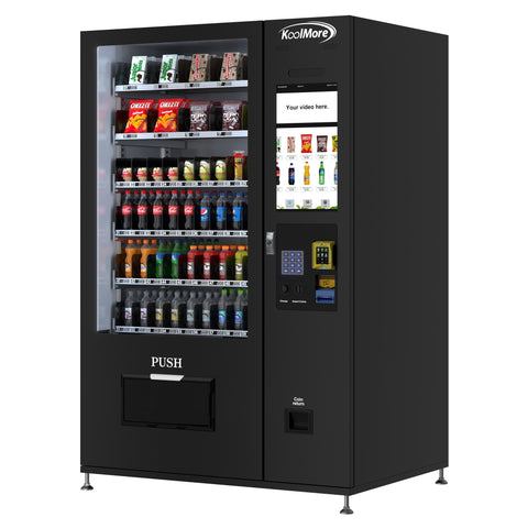 Refrigerated Snack and Drink Vending Machine with 60 Slots and 22 Inch Touch Screen With CC Reader and Bill Acceptor in Black (KM-VMRT-50-BR)