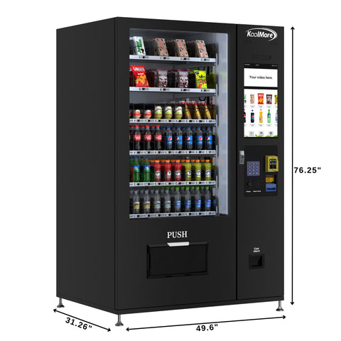 Refrigerated Snack and Drink Vending Machine with 60 Slots and 22 Inch Touch Screen With CC Reader and Bill Acceptor in Black (KM-VMRT-50-BR)