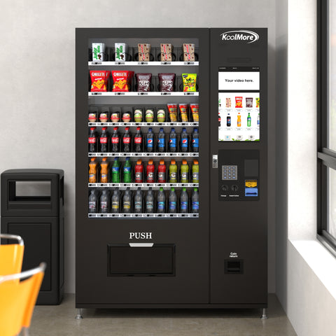 Refrigerated Snack and Drink Vending Machine with 60 Slots and 22 Inch Touch Screen With CC Reader and Bill Acceptor in Black (KM-VMRT-50-BR)