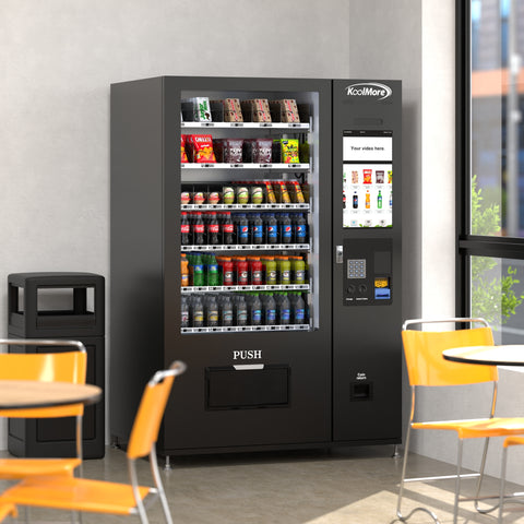 Refrigerated Snack and Drink Vending Machine with 60 Slots and 22 Inch Touch Screen With CC Reader and Bill Acceptor in Black (KM-VMRT-50-BR)