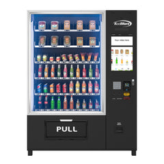 Snack Vending Machine with 21.5 Inch Touch Display, 66 Slots and Elevator-Lift Dispensing System, Refrigerated, Bill Acceptor and Credit Card Reader, Wifi and 4G Connectivity in Black (KM-VMRWT-66EBR)
