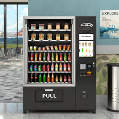 Snack Vending Machine with 21.5 Inch Touch Display, 66 Slots and Elevator-Lift Dispensing System, Refrigerated, Bill Acceptor and Credit Card Reader, Wifi and 4G Connectivity in Black (KM-VMRWT-66EBR)