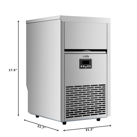 18 in. 100 lbs./24 hrs. Commercial & Residential Crescent Ice Maker with 30 lbs. of Storage Capacity in Stainless-Steel (KM-CIM100-CRSS)