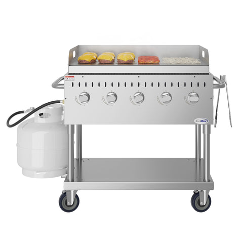 36 in. Commercial Outdoor Propane Grill with Griddle in Stainless-Steel, ETL Listed