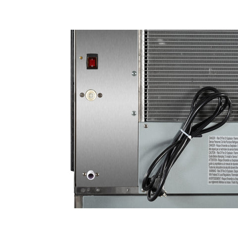 Commercial Ice Machine 500 lb/24hr, Air-Cooled, 375 lb Storage Bin, Freestanding, ETL Listed in Stainless-Steel and Black (KM-CIM-500)
