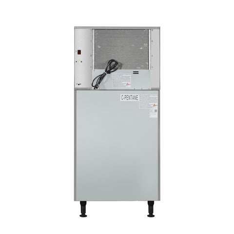 Commercial Ice Machine 500 lb/24hr, Air-Cooled, 375 lb Storage Bin, Freestanding, ETL Listed in Stainless-Steel and Black (KM-CIM-500)