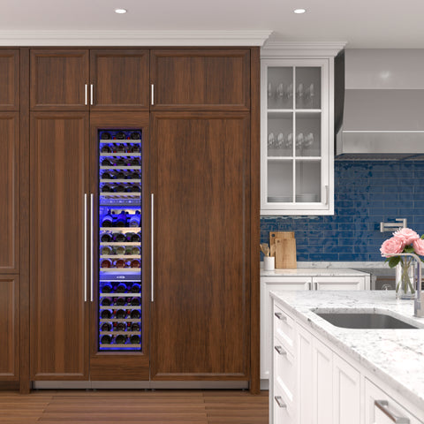 KoolMore Reserve 18 in. 68-Bottle Panel Ready Column Wine Cooler Refrigerator with 14 Wooden Shelves, ETL Listed, Energy Star (KM-PRC-W18)