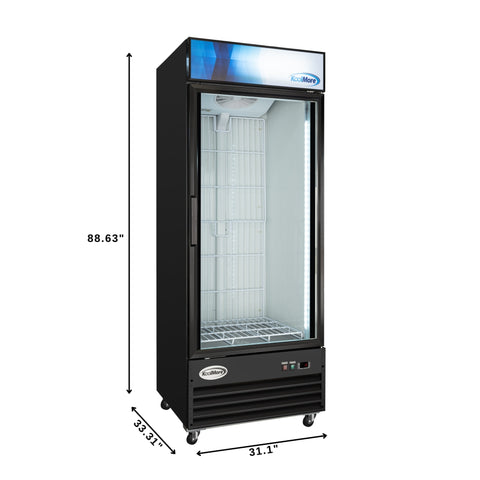 31 in. 25 cu. ft. Commercial Indoor Glass-Door Ice Merchandiser Freezer in Black (KM-IM31-1GD)