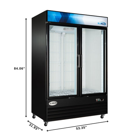 53 in. 42 cu. ft. Commercial Indoor Two Glass-Door Ice Merchandiser Freezer in Black (KM-IM53-2GD)