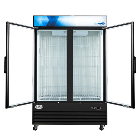 53 in. 42 cu. ft. Commercial Indoor Two Glass-Door Ice Merchandiser Freezer in Black (KM-IM53-2GD)