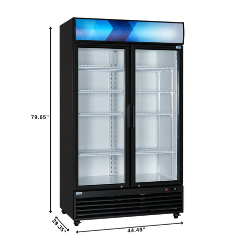45 in. Two Glass Door Merchandiser Refrigerator - 35 Cu. Ft. (MDR-2GD-35C)