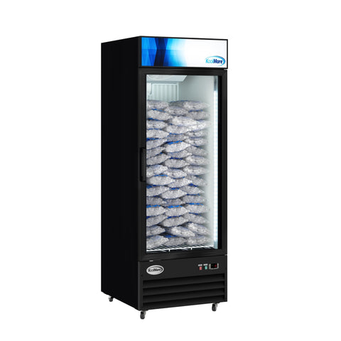 31 in. 25 cu. ft. Commercial Indoor Glass-Door Ice Merchandiser Freezer in Black (KM-IM31-1GD)