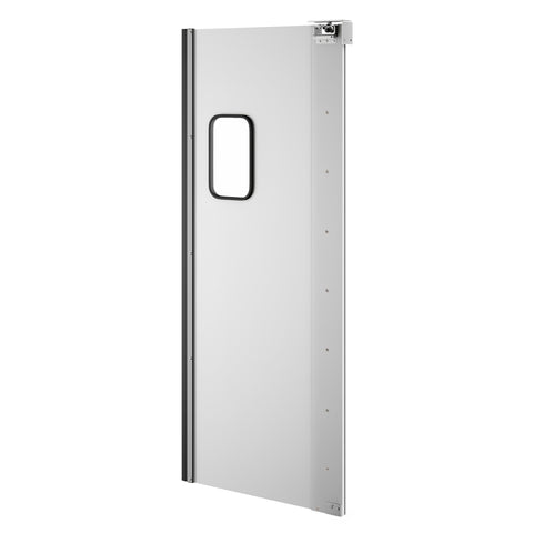 Commercial Single Aluminum Swinging Traffic Door with 9 In. x 14 In. Window - 30 In. x 84 In. Door Opening (KM-SWD30)