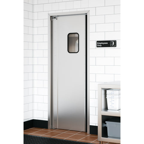 Commercial Single Aluminum Swinging Traffic Door with 9 In. x 14 In. Window - 30 In. x 84 In. Door Opening (KM-SWD30)