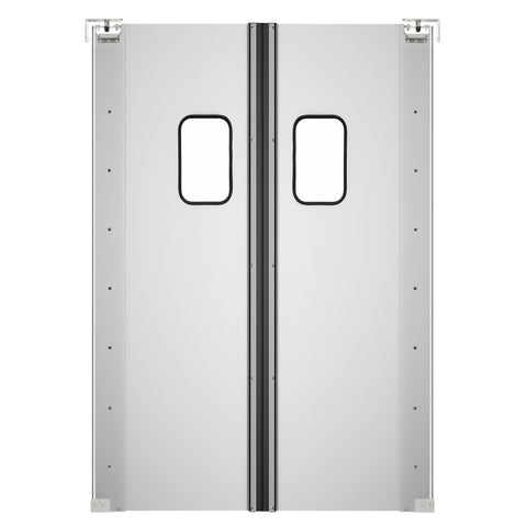 Double Aluminum Swinging Traffic Door with 9 In. x 14 In. Window - 60 In. x 84 In. Door Opening (KM-SWD30X2)