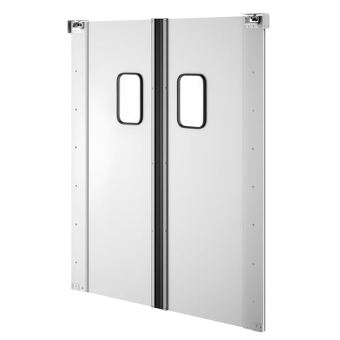 Double Aluminum Swinging Traffic Door with 9 In. x 14 In. Window - 60 In. x 84 In. Door Opening (KM-SWD30X2)