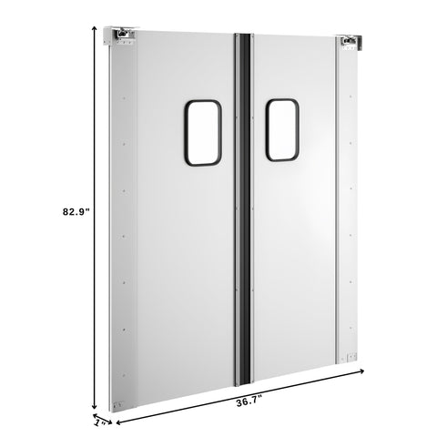 Commercial Double Aluminum Swinging Traffic Door with 9 In