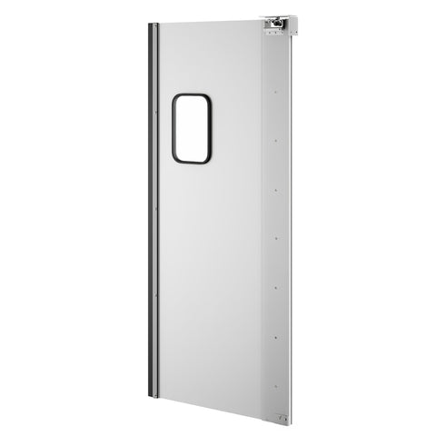 Commercial Single Aluminum Swinging Traffic Door with 9 In. x  14 In. Window - 36 In. x 84 In. Door Opening (KM-SWD36)