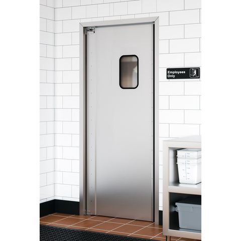 Commercial Single Aluminum Swinging Traffic Door with 9 In. x  14 In. Window - 36 In. x 84 In. Door Opening (KM-SWD36)