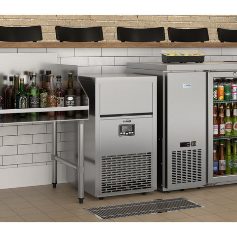 18 in. 100 lbs./24 hrs. Commercial & Residential Crescent Ice Maker with 30 lbs. of Storage Capacity in Stainless-Steel (KM-CIM100-CRSS)