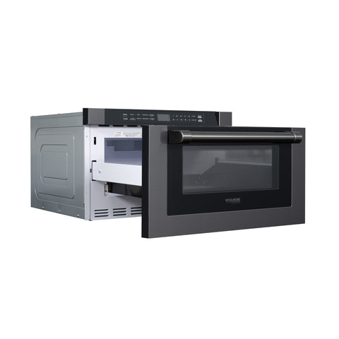 KoolMore Reserve 24 in. Stainless Steel Microwave Drawer, 1.2 Cu. Ft Capacity in Black (KM-MD-1BSS)