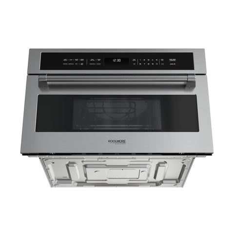 KoolMore Reserve 30 in. Stainless Steel Built-in Convection Microwave Oven with Speed and Sensor Cooking, 1.6 Cu. Ft. in Black (KM-CWO30-BSS)