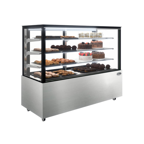 71 in. Refrigerated Bakery Display Case for Cakes, Stainless Steel Frame, 30 cu. ft. RBD30C.