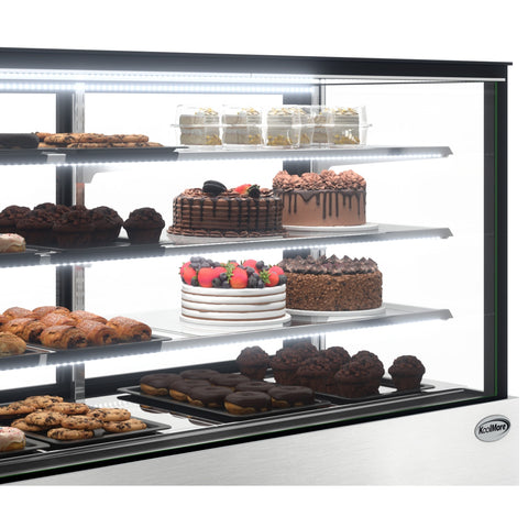 71 in. Refrigerated Bakery Display Case for Cakes, Stainless Steel Frame, 30 cu. ft. RBD30C.