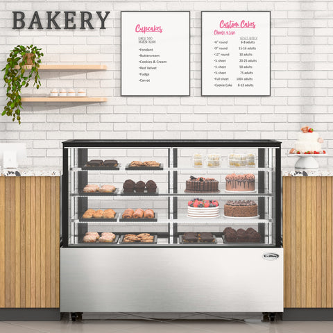 71 in. Refrigerated Bakery Display Case for Cakes, Stainless Steel Frame, 30 cu. ft. RBD30C.