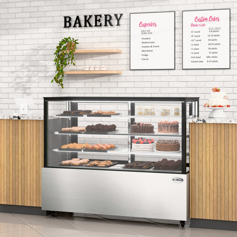 71 in. Refrigerated Bakery Display Case for Cakes, Stainless Steel Frame, 30 cu. ft. RBD30C.
