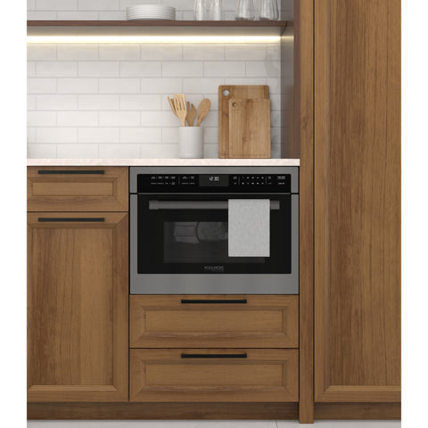 KoolMore Reserve 24 in. Stainless Steel Built-in Convection Microwave Oven with Speed and Sensor Cooking, 1.6 cu. ft. in Black (KM-CWO24 -BSS)