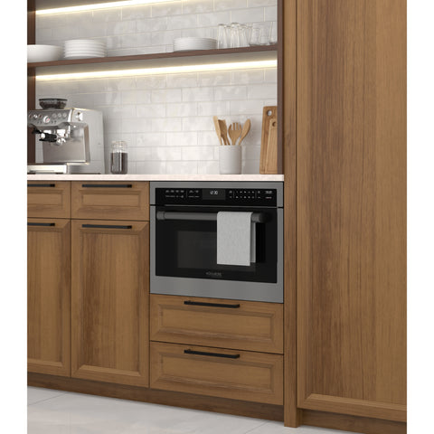 KoolMore Reserve 24 in. Stainless Steel Built-in Convection Microwave Oven with Speed and Sensor Cooking, 1.6 cu. ft. in Black (KM-CWO24 -BSS)