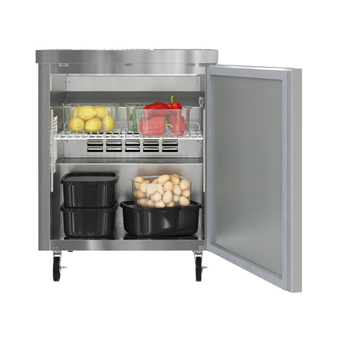 27 in. One Door Commercial Undercounter Refrigerator 5 cu. ft. in Stainless-Steel (KM-UCR-1DSS)