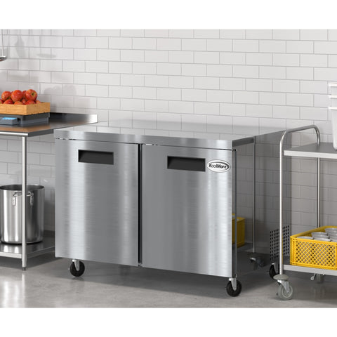 48 in. Two Door Commercial Undercounter Refrigerator in Stainless-Steel 11 cu. ft. (KM-UCR-2DSS)