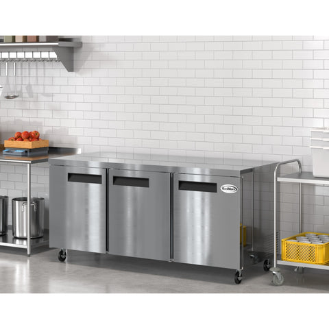 72 in. Three Door Commercial Undercounter Refrigerator 18 cu. ft. (KM-UCR-3DSS)
