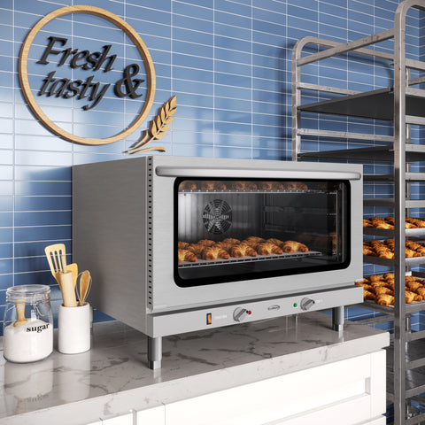 32 in. Countertop Convection Oven, Holds Full Size Pans, 4 Racks and 3500W of Power, 240V in Stainless-Steel (KM-CTCO-44)