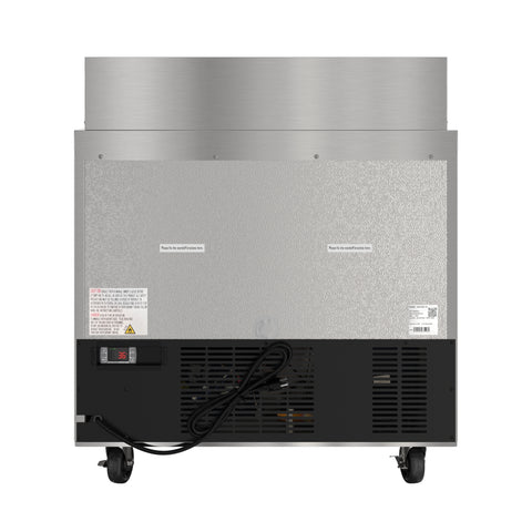 36 in. Commercial 2-Door Refrigerated Salad and Sandwich Prep Table, 10 Pan Capacity and 11 Cu. Ft. of Storage in Stainless-Steel (KM-PTR36-2D)